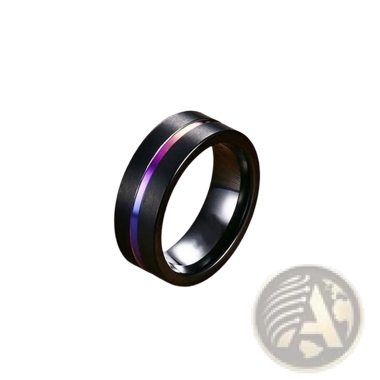 Black Tungsten and Purple Gemstone Wedding Band Set
