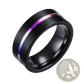 Black Tungsten and Purple Gemstone Wedding Band Set