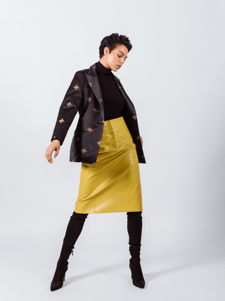 Glossy Vegan Leather Pencil Skirt – Women’s Chic Faux Leather Skirt