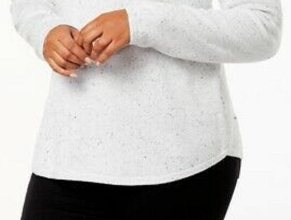 Suéter feminino Karen Scott com bainha curva, branco, tamanho extra grande