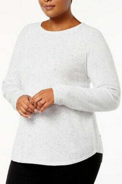 Suéter feminino Karen Scott com bainha curva, branco, tamanho extra grande