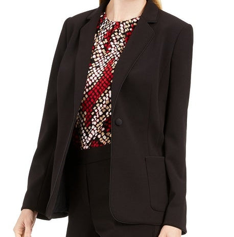 Calvin Klein Blazer Smoking Feminino com Acabamento Tubular Preto Tamanho 10