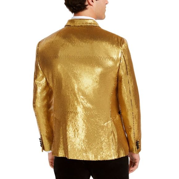 Blazer masculino slim fit com microlantejoulas da INC International Concepts, amarelo, tamanho grande