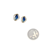 Blue Enamel Geometric Silver Stud Earrings with Gold Frames