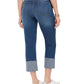 Calça jeans feminina estilo &amp; co, cintura alta, perna reta, azul, tamanho 8