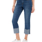Calça jeans feminina estilo &amp; co, cintura alta, perna reta, azul, tamanho 8