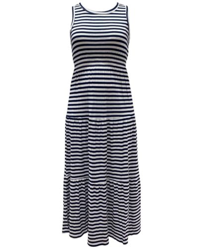 Vestido longo listrado sem mangas feminino Style &amp; Co, azul marinho, tamanho grande