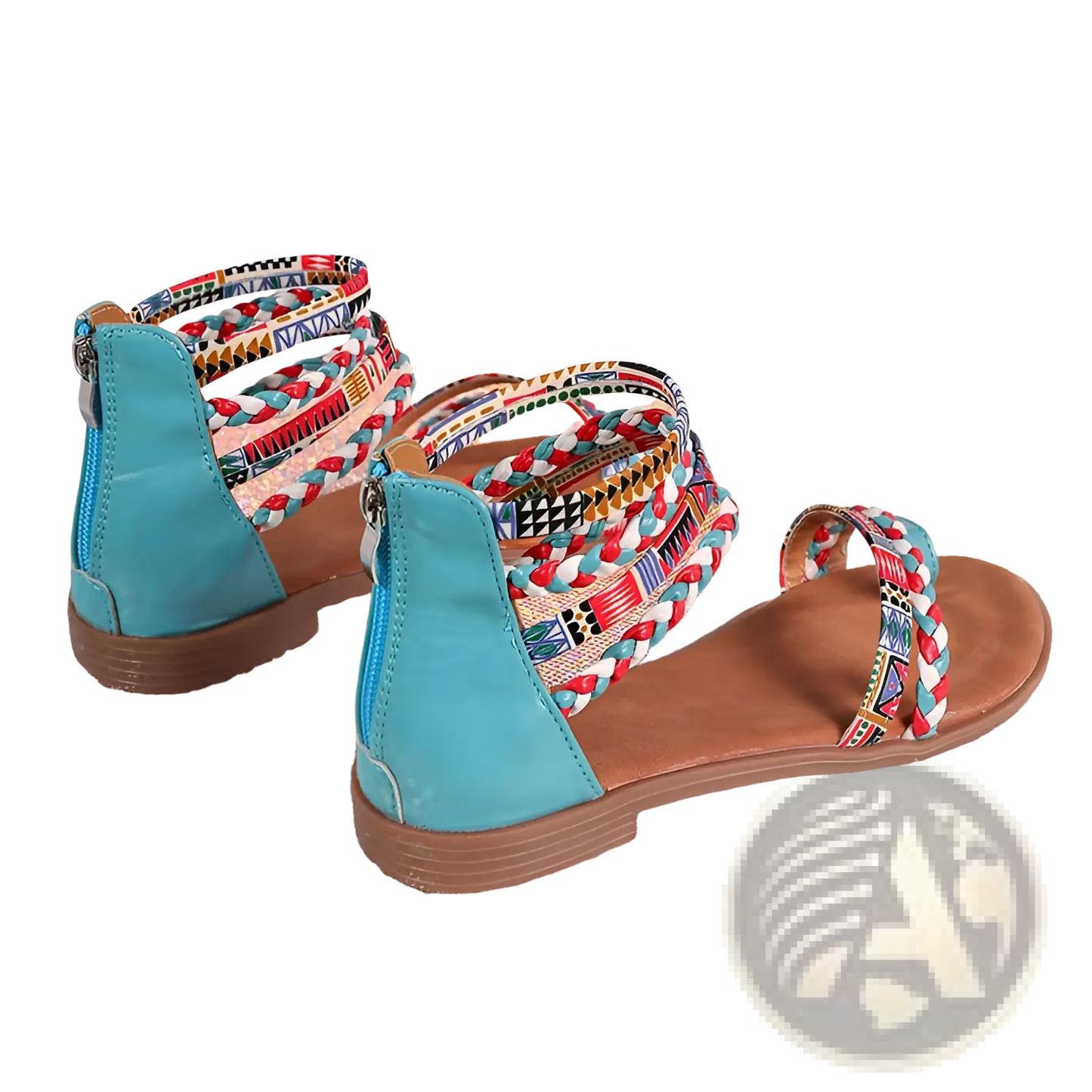 Bohemian Ethnic Braided Ankle Strap Flat Sandals