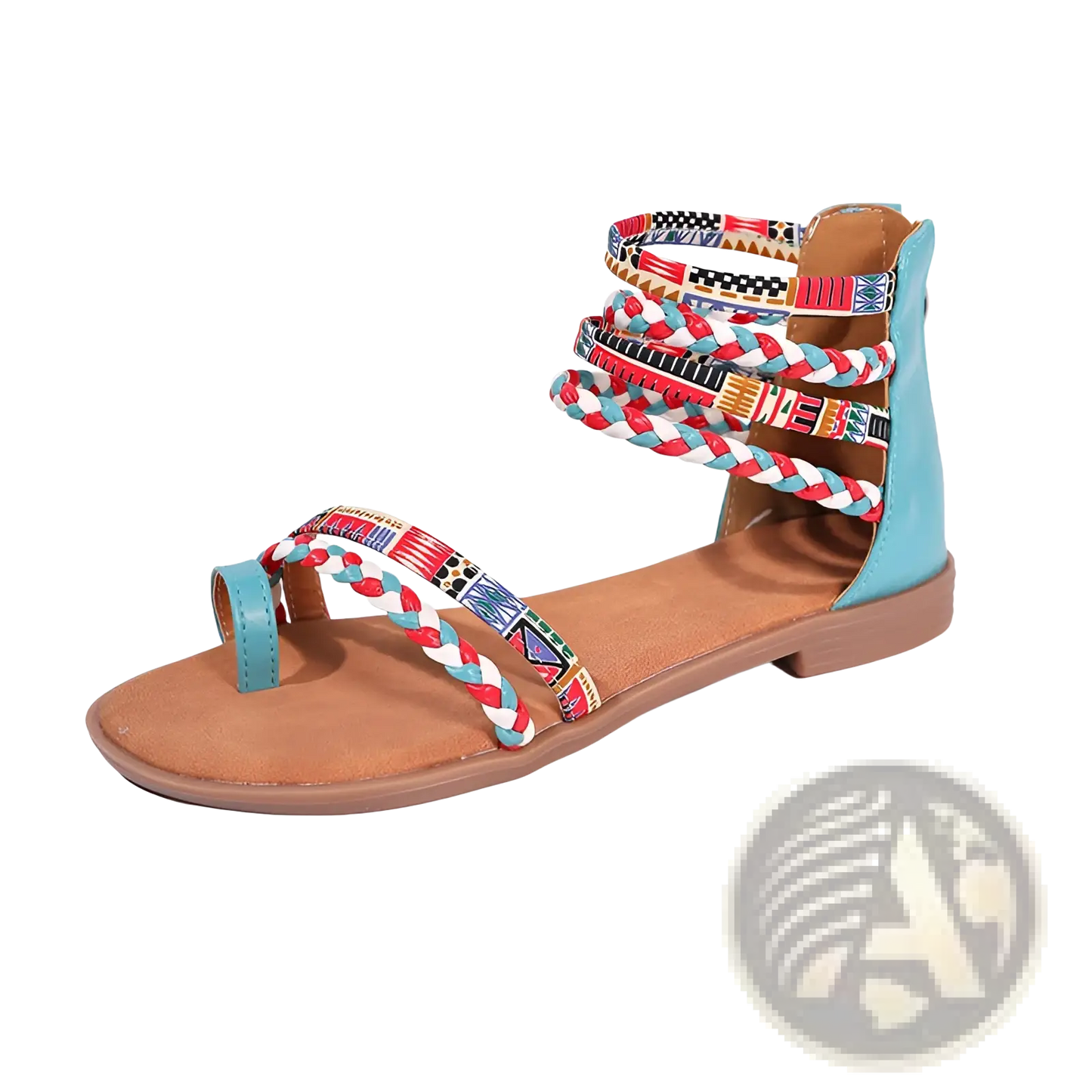 Bohemian Ethnic Braided Ankle Strap Flat Sandals