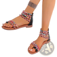 Bohemian Ethnic Braided Ankle Strap Flat Sandals