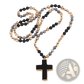 Bohemian Natural Stone and Glass Beaded Cross Necklace