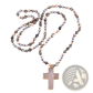 Bohemian Natural Stone and Glass Beaded Cross Necklace