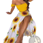 Bohemian Off-shoulder High Slit Two-piece Maxi Dress