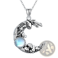 Bohemian Silver Mushroom and Moonstone Crescent Necklace
