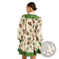 Botanical Print Puff Sleeve Midi Dress with Contrast Trim