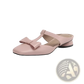 Bow Closed Toe Leather Mule Flats for Women