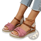 Bow Wedge Sandals with Woven Rope Sole and Buckle Strap