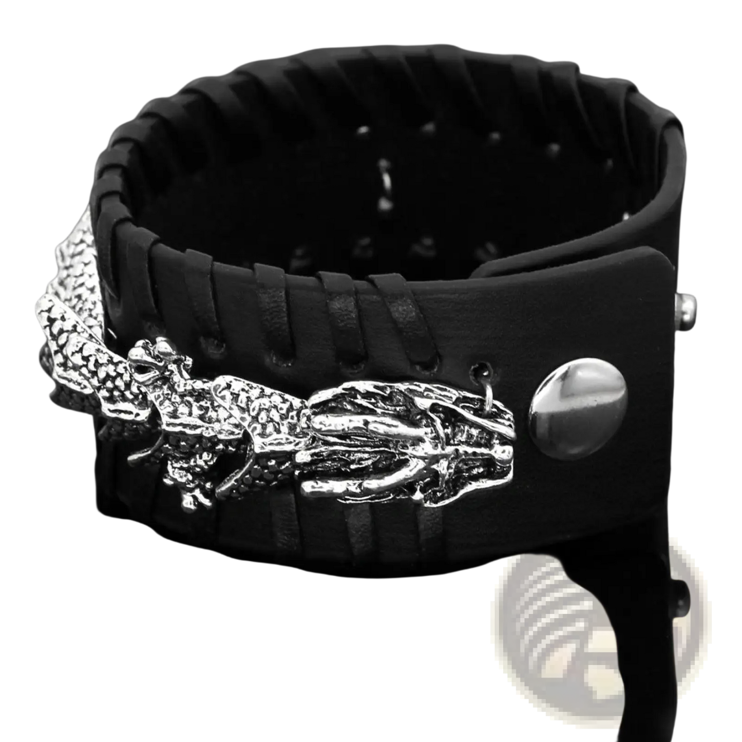 Braided Leather Viking Dragon Head Bracelet