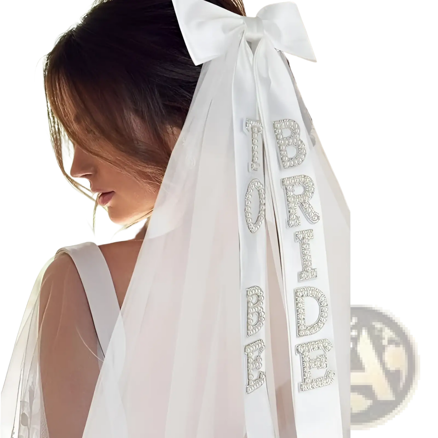Bridal Bow Veil with Rhinestone Bride to be Lettering
