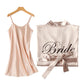 Embroidered Satin Bridal Nightgown and Robe Set