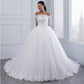 Off-the-shoulder Lace Wedding Gown with Long Train