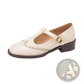 Brogue Mary Jane Chunky Heel Leather Pumps