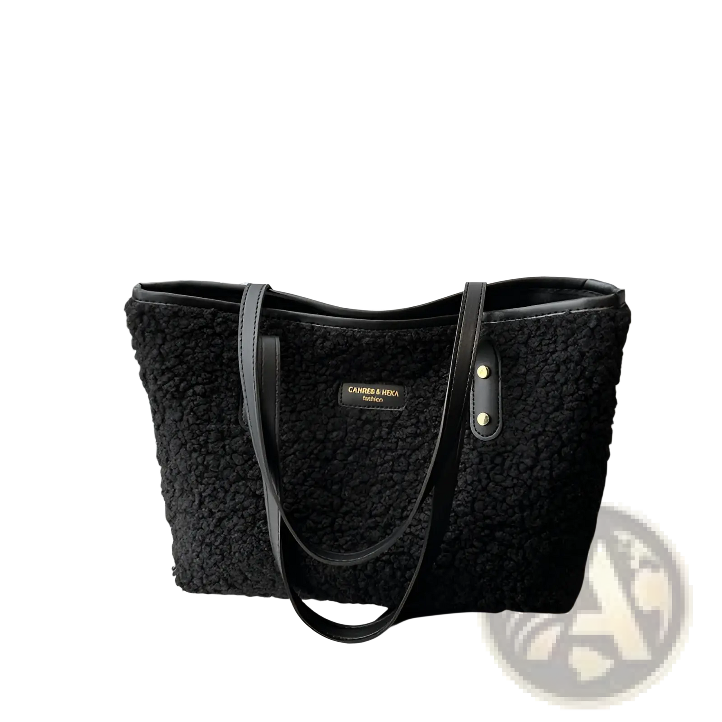 Brown Faux Fur Tote Bag with Leather Straps