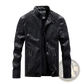 Brown Faux Leather Moto Jacket with Ribbed Detail