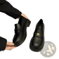 Brown Leather Loafers with Gold Buckle Detail