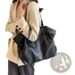 Brown Leather Star Studded Retro Messenger Bag