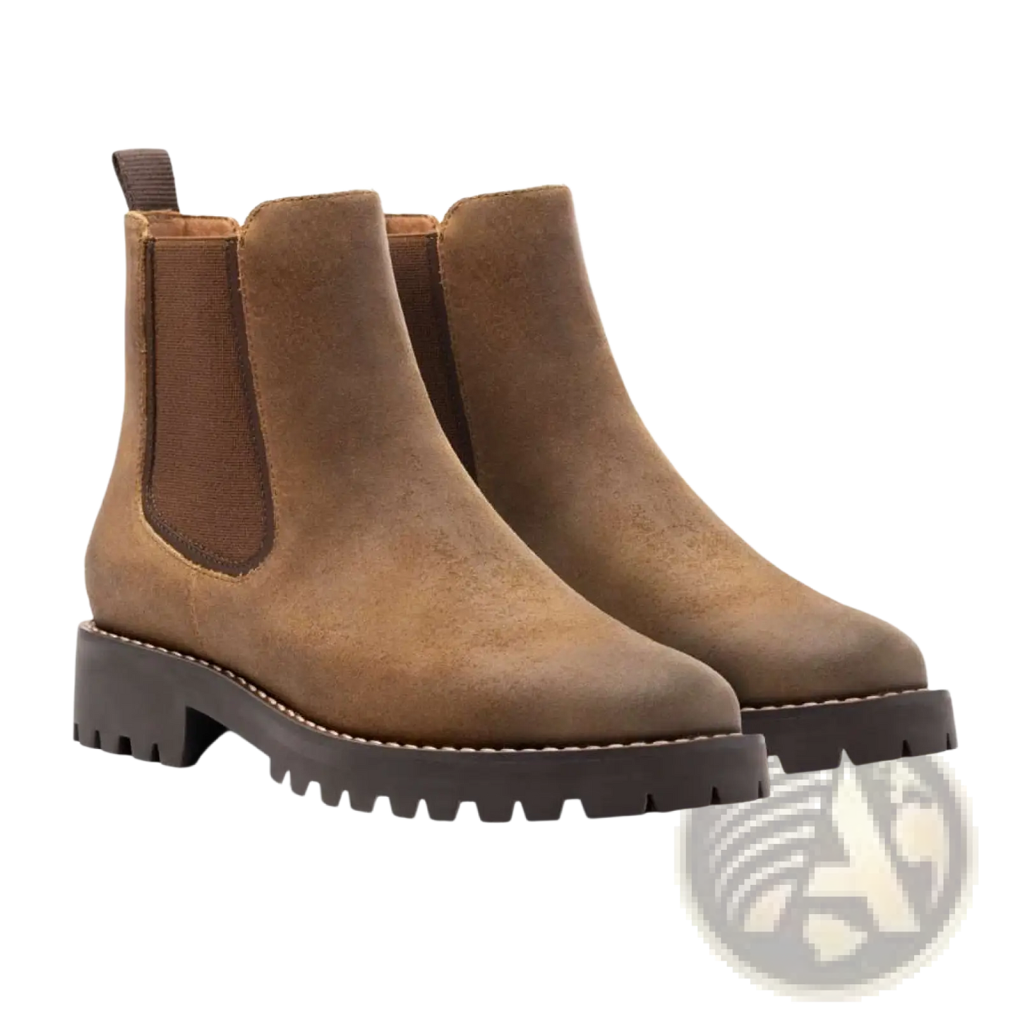 Brown Suede Chelsea Boots with Chunky Platform Sole