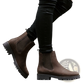 Brown Suede Chelsea Boots with Chunky Platform Sole