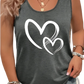 Brushstroke Heart Print Sleeveless Crew Neck Tank Top