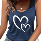 Brushstroke Heart Print Sleeveless Crew Neck Tank Top