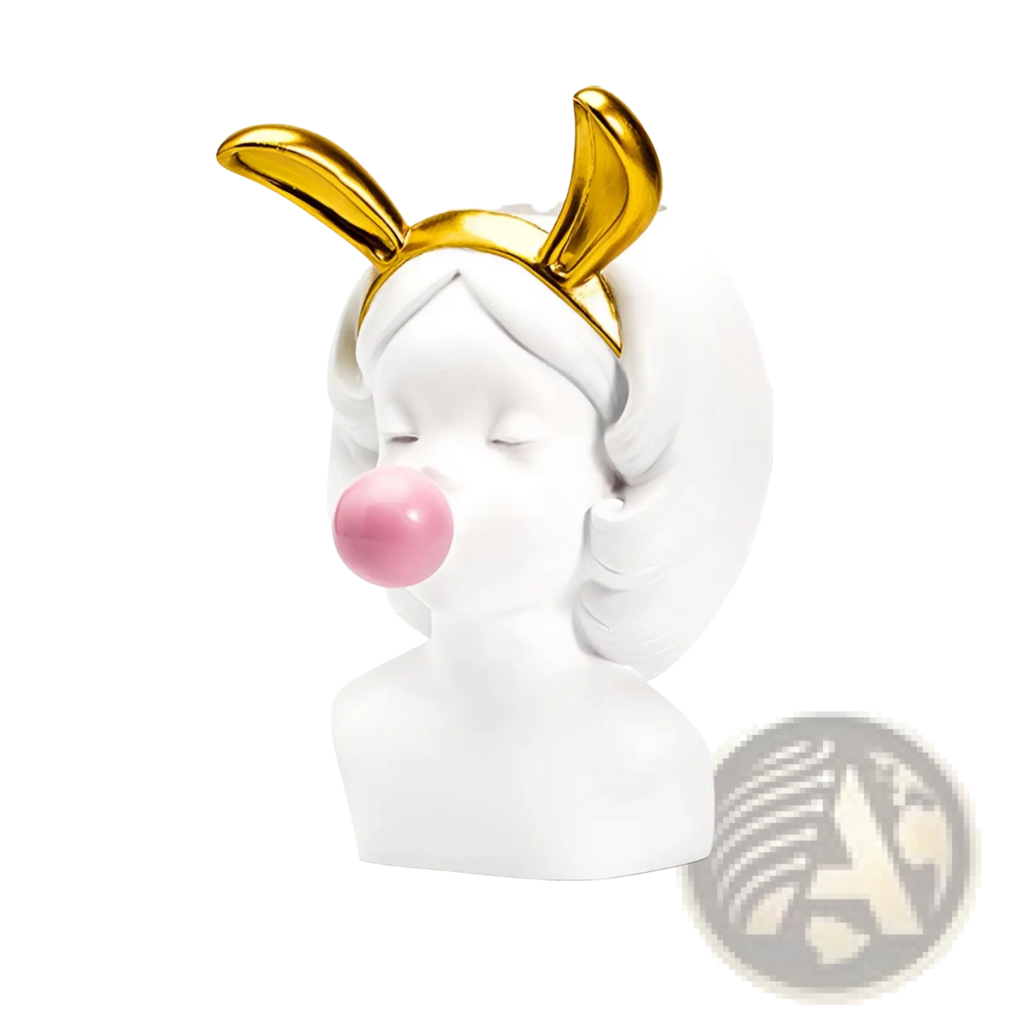 Bubblegum Girl Ceramic Vase with Gold Accents