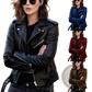 Burgundy Leather Biker Jacket with Silver Zippers