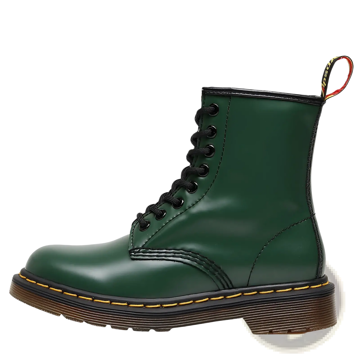 Burgundy Leather Martin Boots with Yellow Stitching