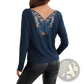 Butterfly Lace Back Ribbed Long Sleeve Top