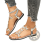Butterfly Rhinestone Sandals Square Toe Flat Shoes