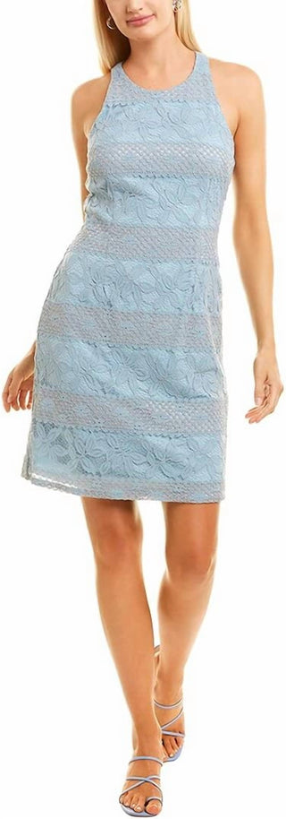 Adrianna Papell - Crewneck Racer Zipper Back Lace Dress