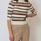 Central Park West - Ash Striped Half Sleeve Crew Sweater