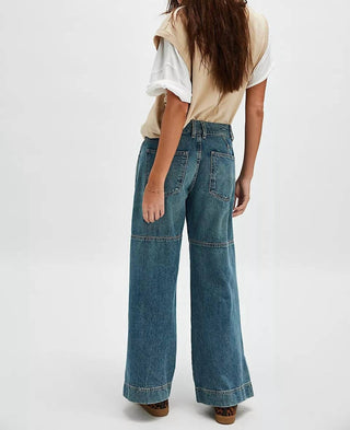 Free People - Calça jeans Benji Relaxed Wide Leg