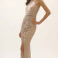 Joseph Ribkoff - Foiled Asymmetric Draped Neckline Dress