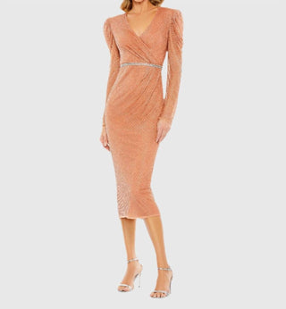 Mac Duggal - Vestido com mangas bufantes e detalhes em contas