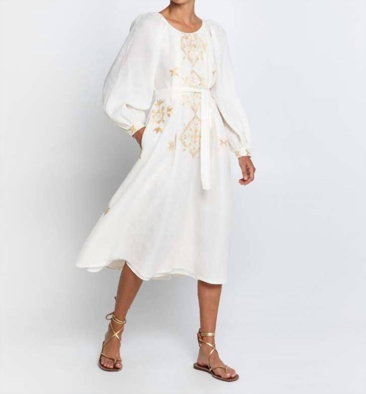 Greek Archaic Kori - Lefkada Midi Dress With Belt