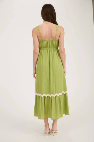 Blu Pepper - Vestido midi com acabamento e babados na parte inferior