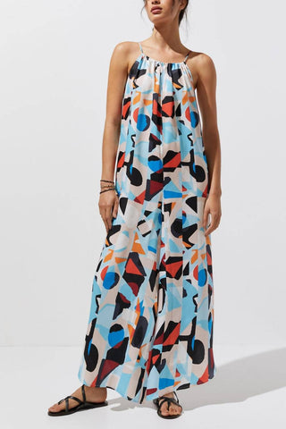 By Anthropologie - Silky Sleeveless Printed Jumpsuit