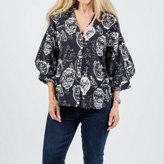 Dizzy-Lizzie - Women's Oversized Puff Sleeve Shirt