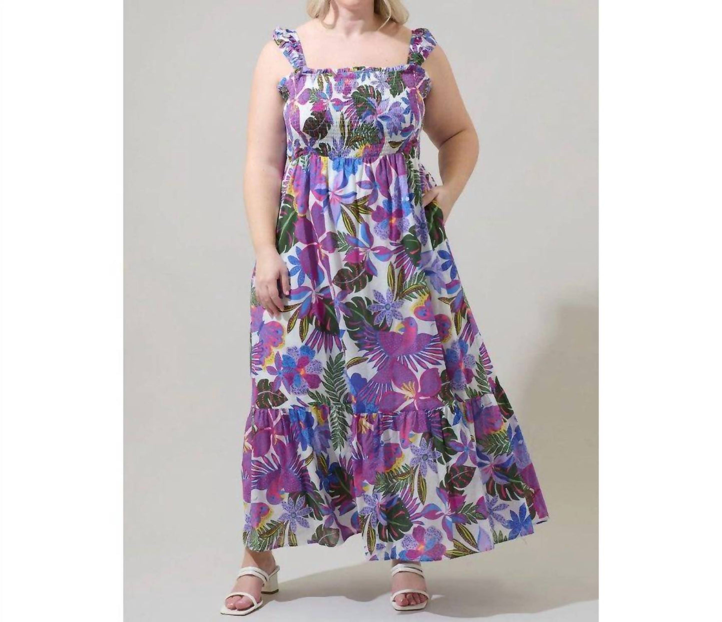 Sugarlips - Evren Tropics Smocked Maxi Dress - Plus