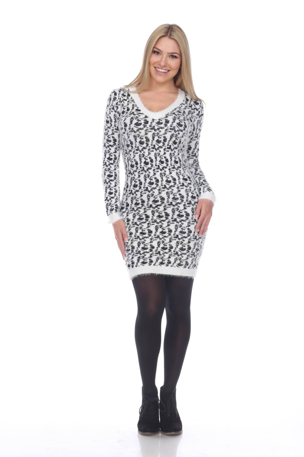 White Mark - Women's Angora Like Sweater Dresss